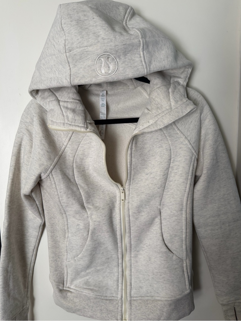 Lululemon Scuba Full-Zip Hoodie Heathered Bone Size 4